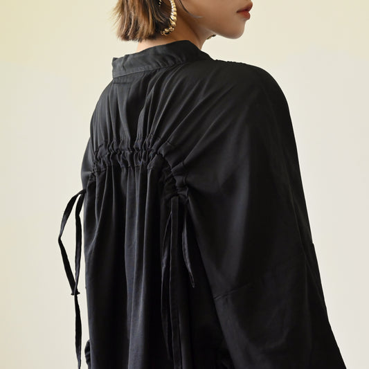Upcycling抽繩設計刺繡古著襯衫
