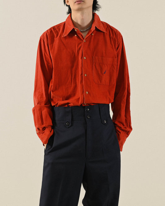 暖柿色燈芯絨經典古著襯衫