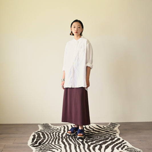 Upcycling紐結打褶麻質古著襯衫