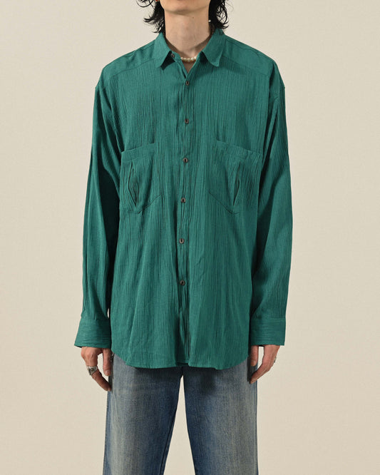 壓褶紋理經典版型古著襯衫