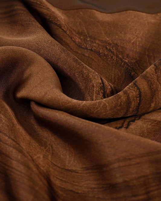 緞面印花長版古著洋裝