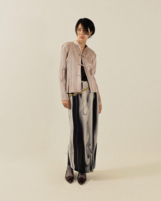 壓褶面料中式風格古著襯衫上衣