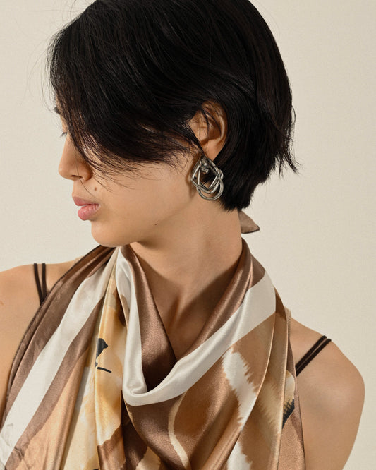 金屬環型串接古著耳環