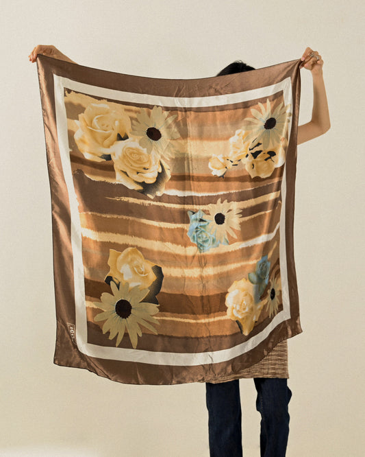 花卉印花古著絲巾