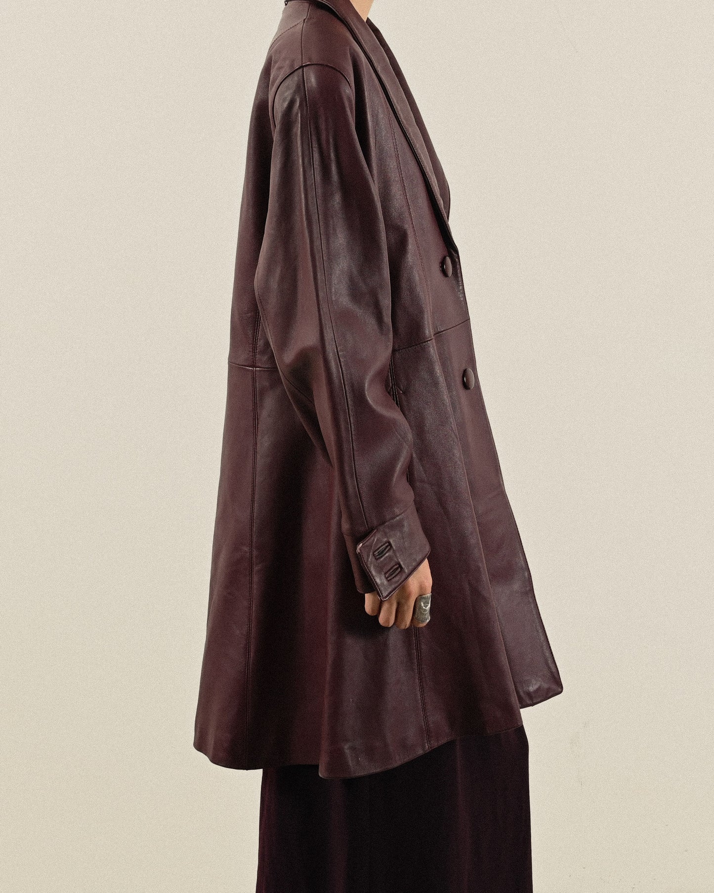 絲瓜領型古著皮革外套