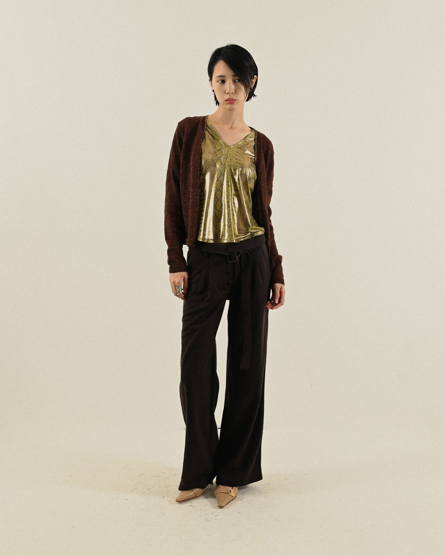 金蔥針織開襟古著毛衣外套