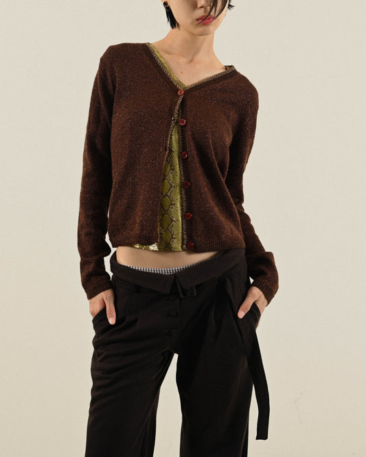 金蔥針織開襟古著毛衣外套