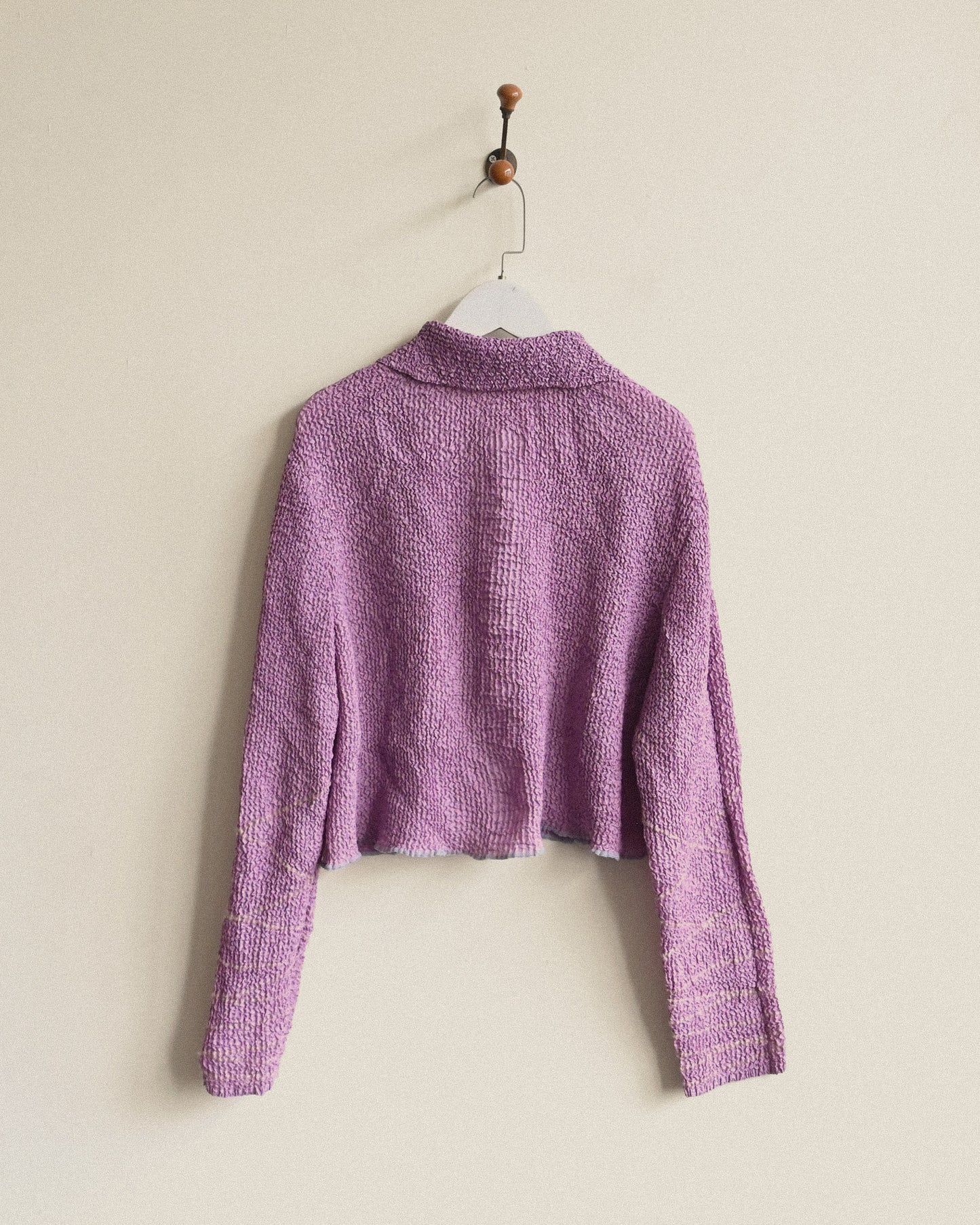 對色滾邊壓褶古著襯衫罩衫