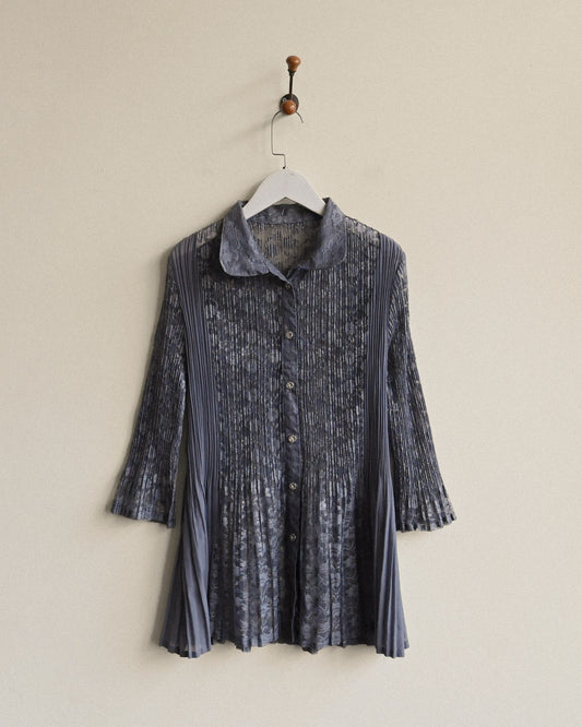 壓褶緹花面料紗質古著襯衫