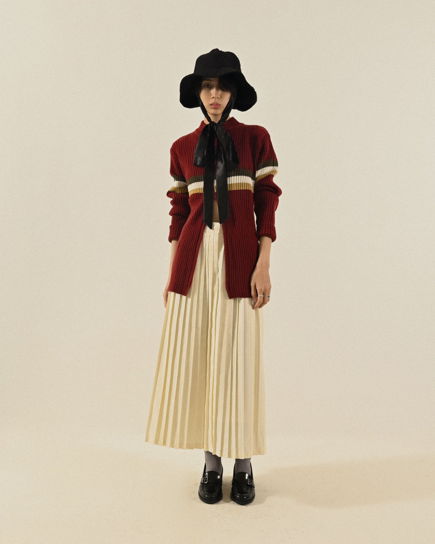 螺紋針織色塊古著夾克外套