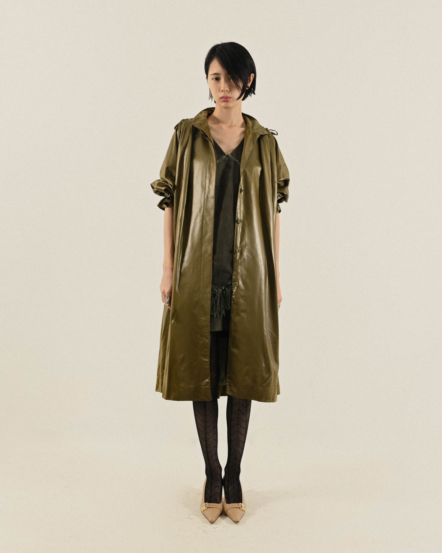 流蘇綴飾絨面古著洋裝