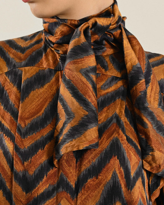 義大利製純絲印花古著襯衫