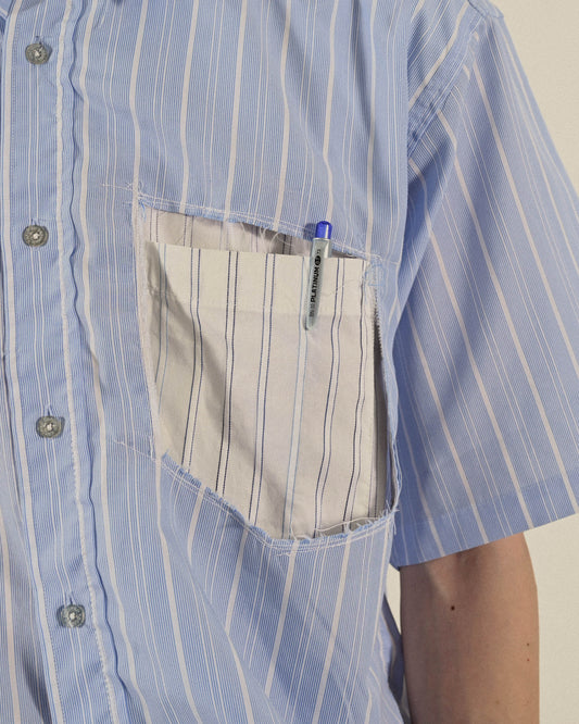 Upcycling假兩件式短袖古著襯衫