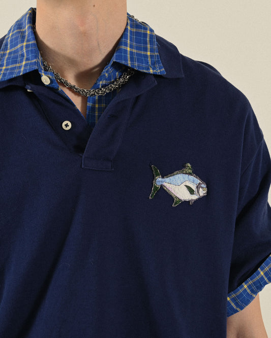 刺繡布貼棉質古著POLO衫