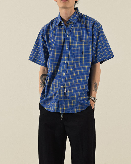 經典格紋短袖古著襯衫