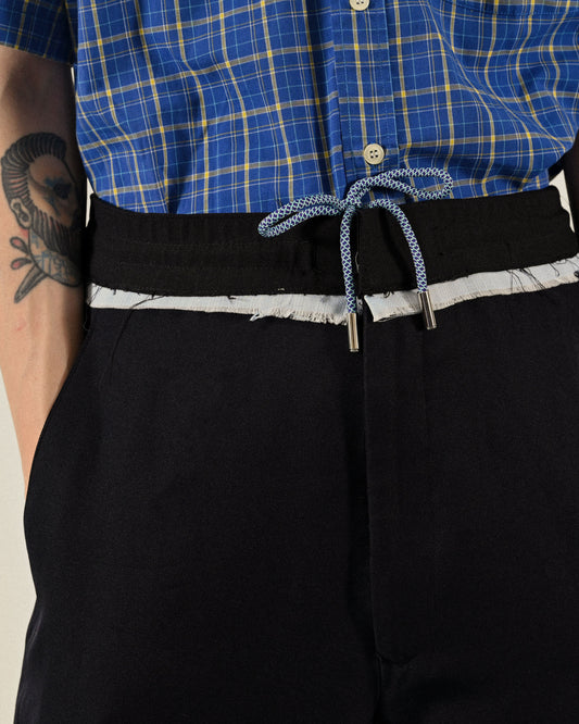 Upcycling鬚邊飾布古著長褲