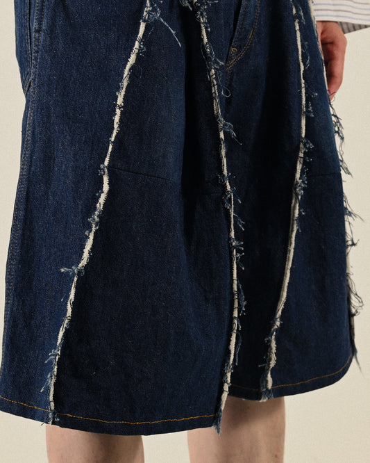 Upcycling拼接設計牛仔古著短褲