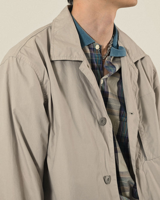 輕薄面料多口袋純色古著外套