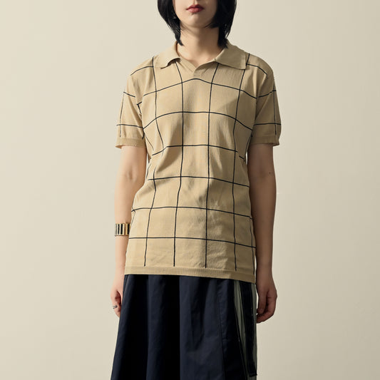 菱格圖紋針織古著上衣