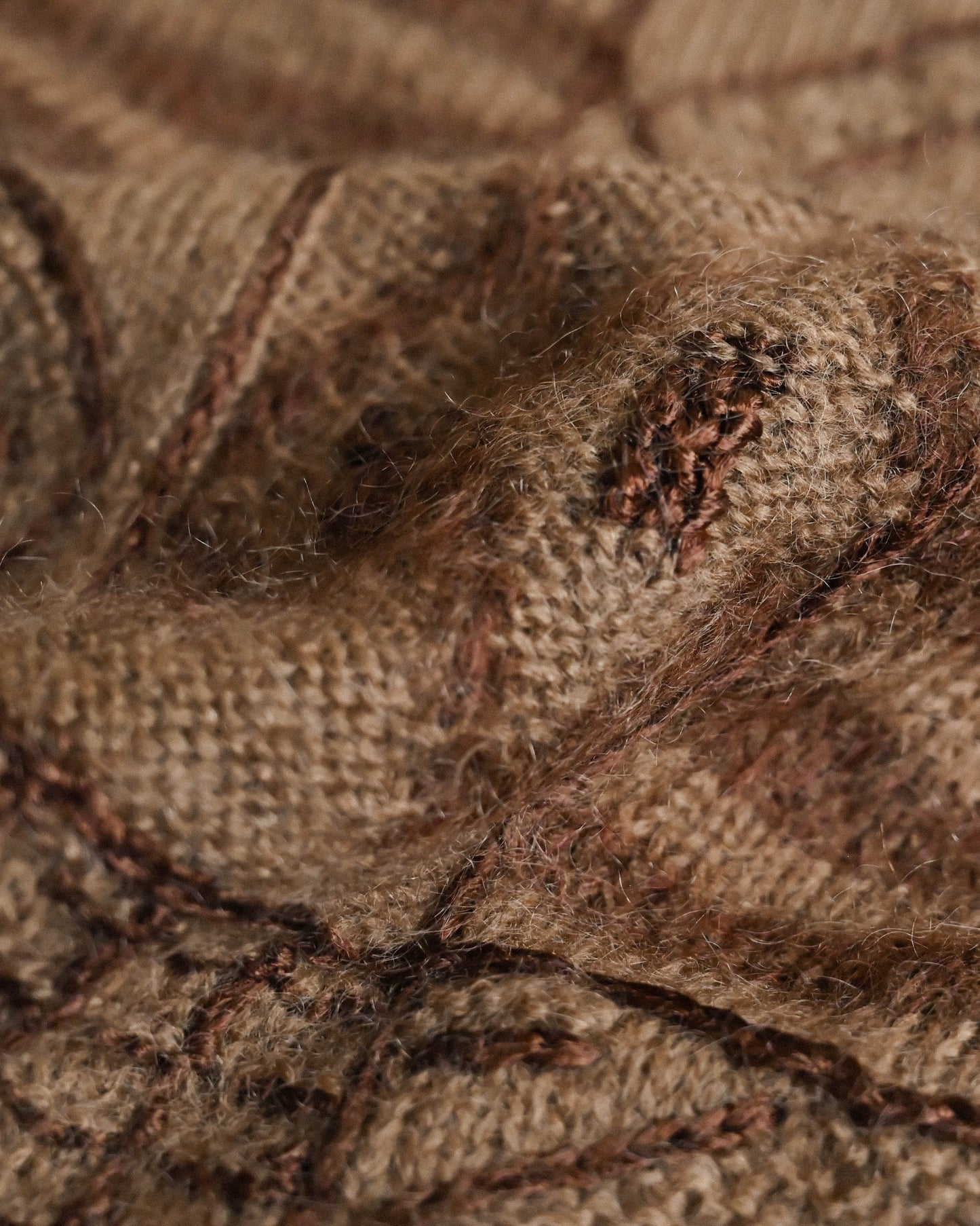 圖騰線繡毛海古著開襟毛衣