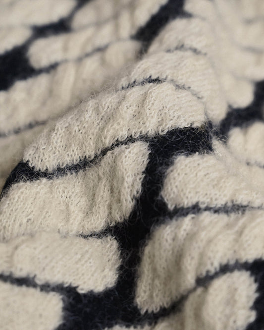 對色緹花開襟古著毛衣外套