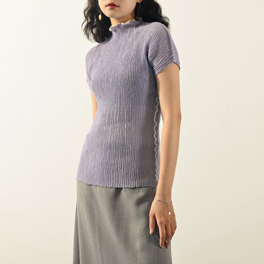 Upcycling壓褶面料滾邊古著上衣