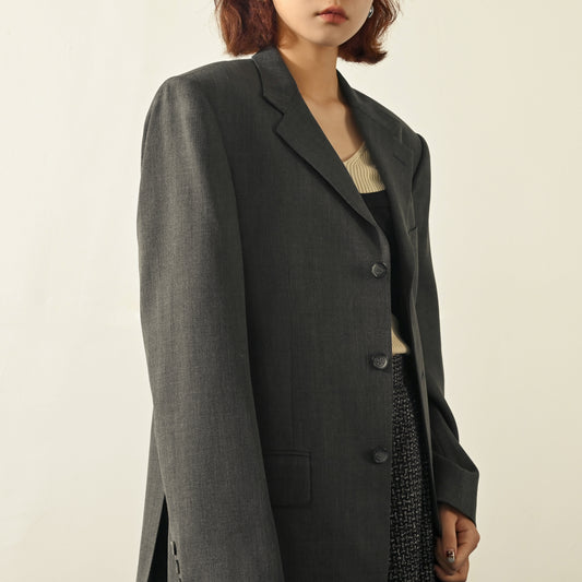 俐落輪廓單襟古著西裝外套