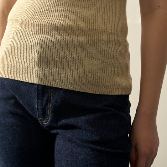 金蔥混紡絲質針織無袖古著上衣