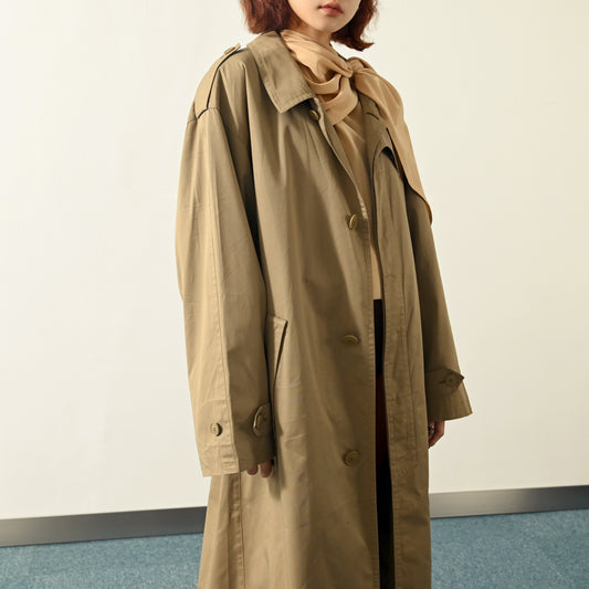 Upcycling對色綁帶棉質古著風衣