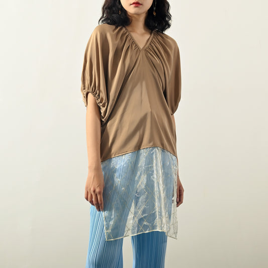 Upcycling緞面綁帶古著上衣