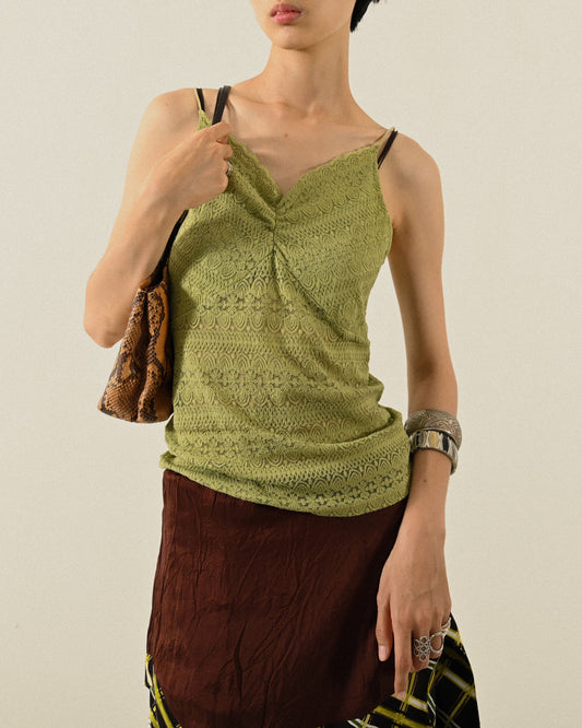 細緻蕾絲細肩帶古著背心