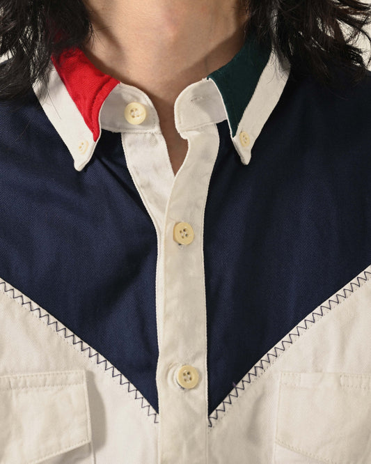 西部風格拼色古著襯衫