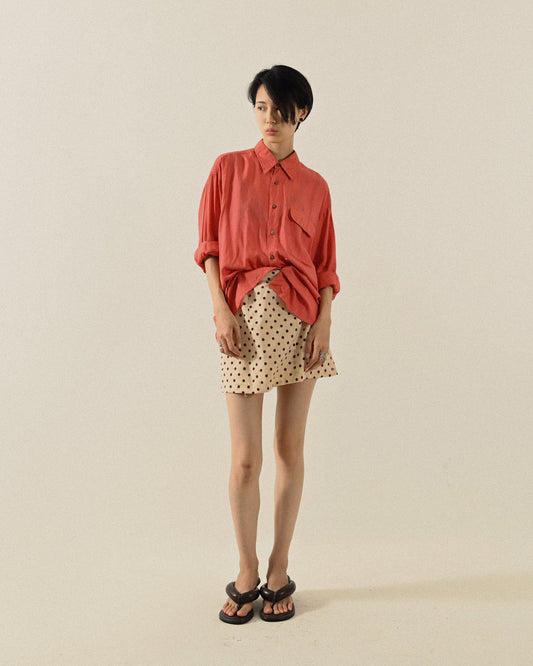 水玉印花高腰古著短裙