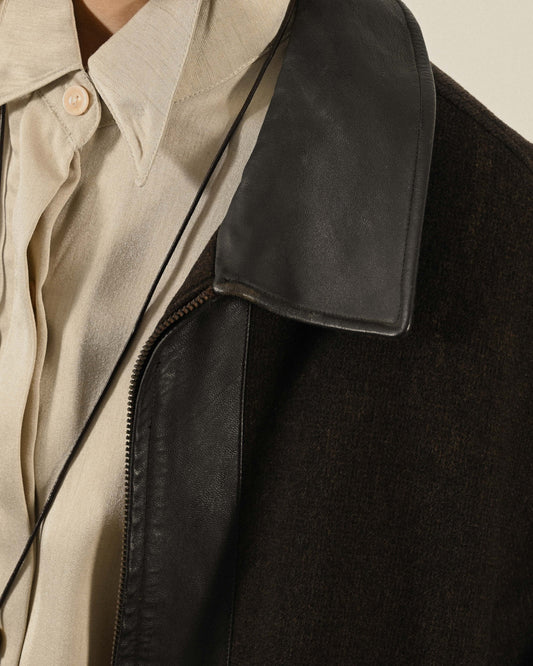 喀什米爾混紡皮領古著夾克外套