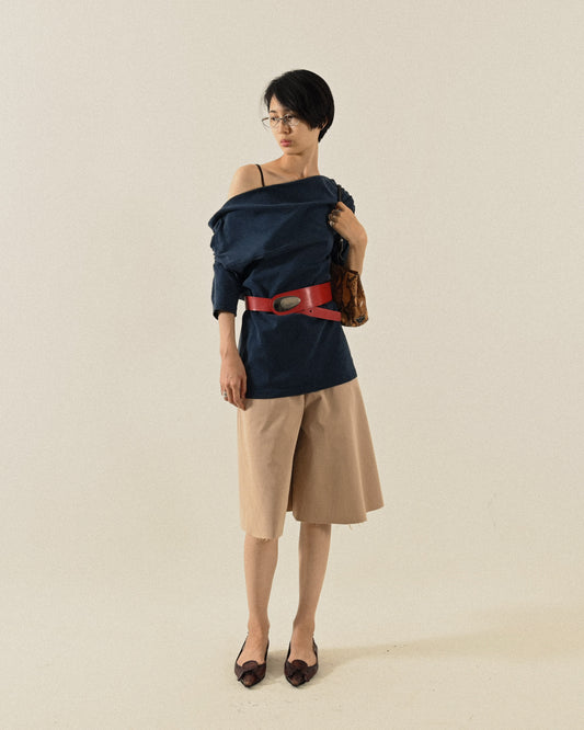 Upcycling斜肩領口古著上衣