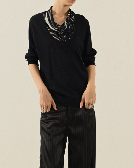 假兩件式針織古著上衣