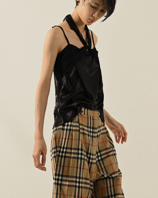 緞面綁帶細肩帶古著上衣