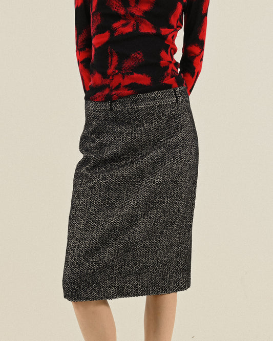 混色花呢低腰古著裙