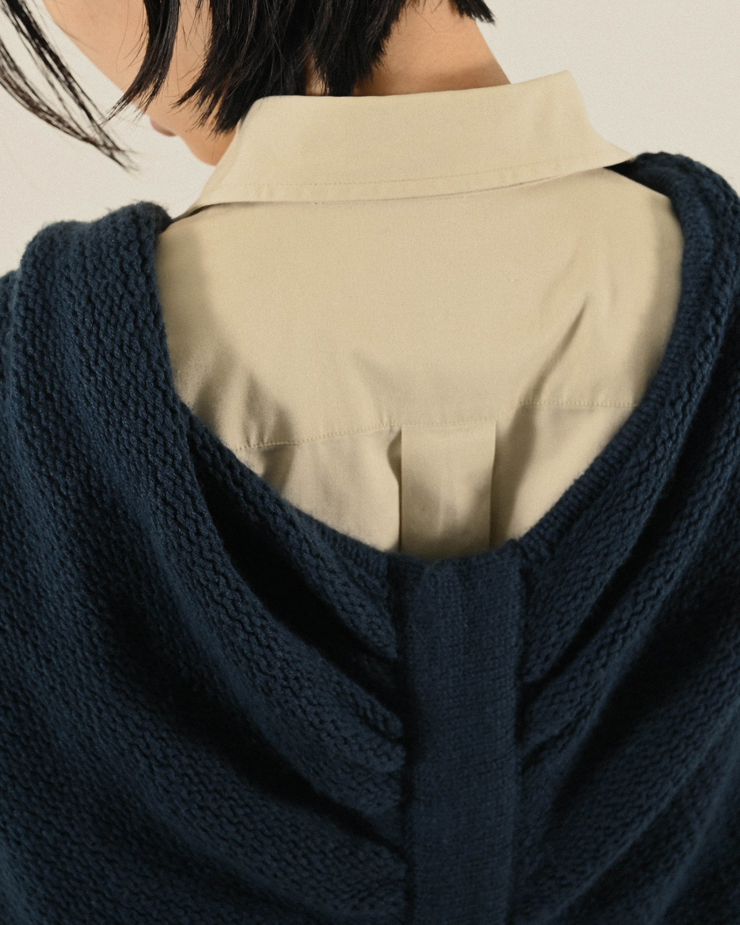 紐結設計針織古著披肩