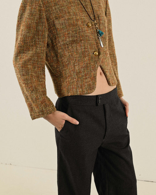 日本製毛料混色花呢古著外套