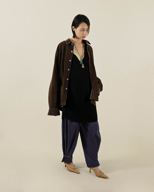 Upcycling抓褶細節古著長褲