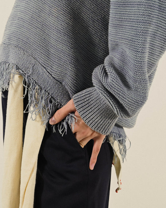 流蘇綴飾寬鬆針織古著毛衣