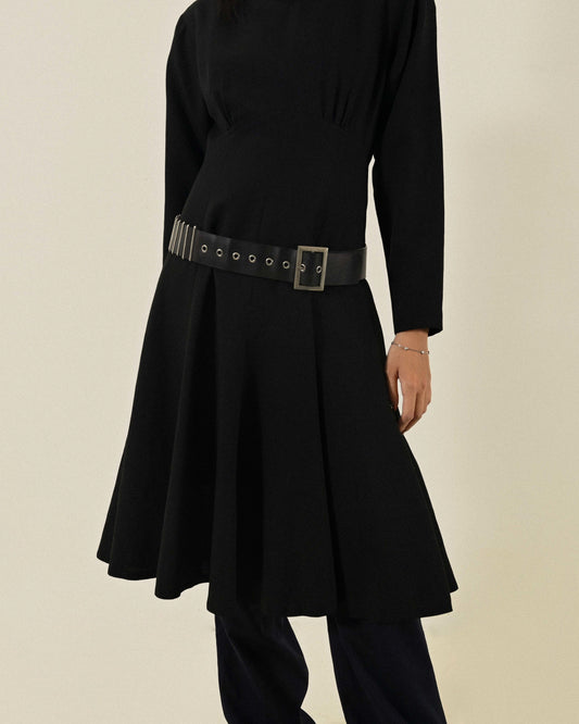 經典收腰設計薄毛古著洋裝