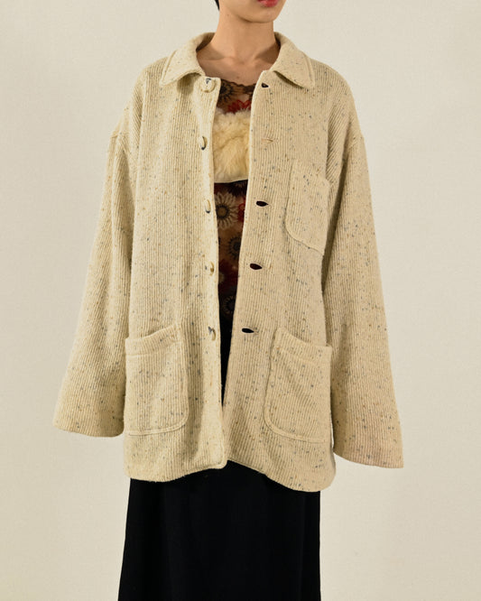 色線混紡毛料針織古著夾克外套