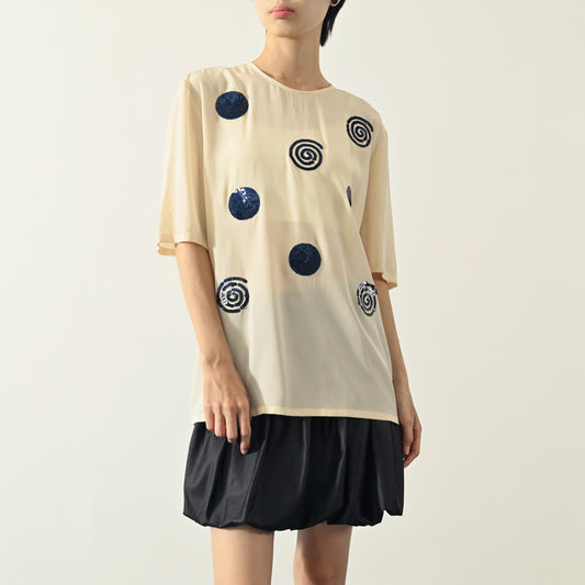 亮片綴飾義大利製寬鬆古著上衣