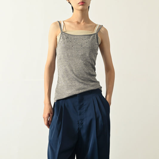 細緻珠飾兩件式針織古著上衣