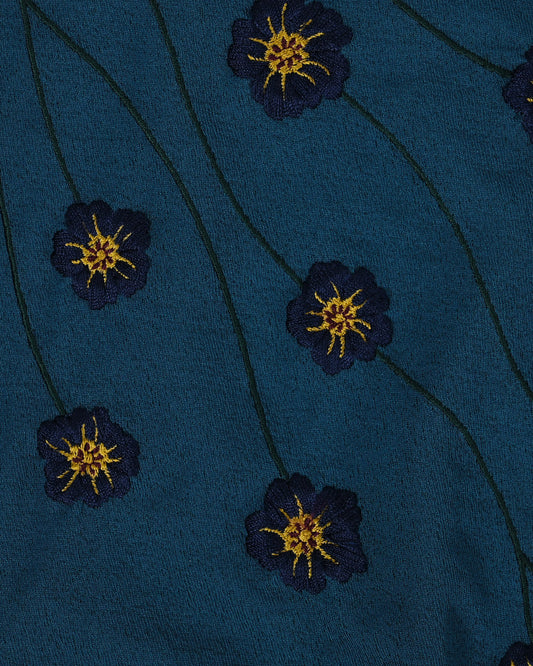 罌粟花卉刺繡紗質古著上衣