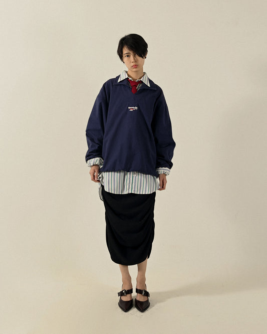 帆布面料寬鬆輪廓古著上衣