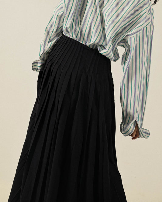 精工百褶長版高腰古著長裙