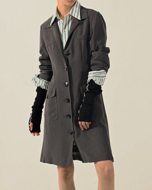 俐落輪廓純色古著洋裝